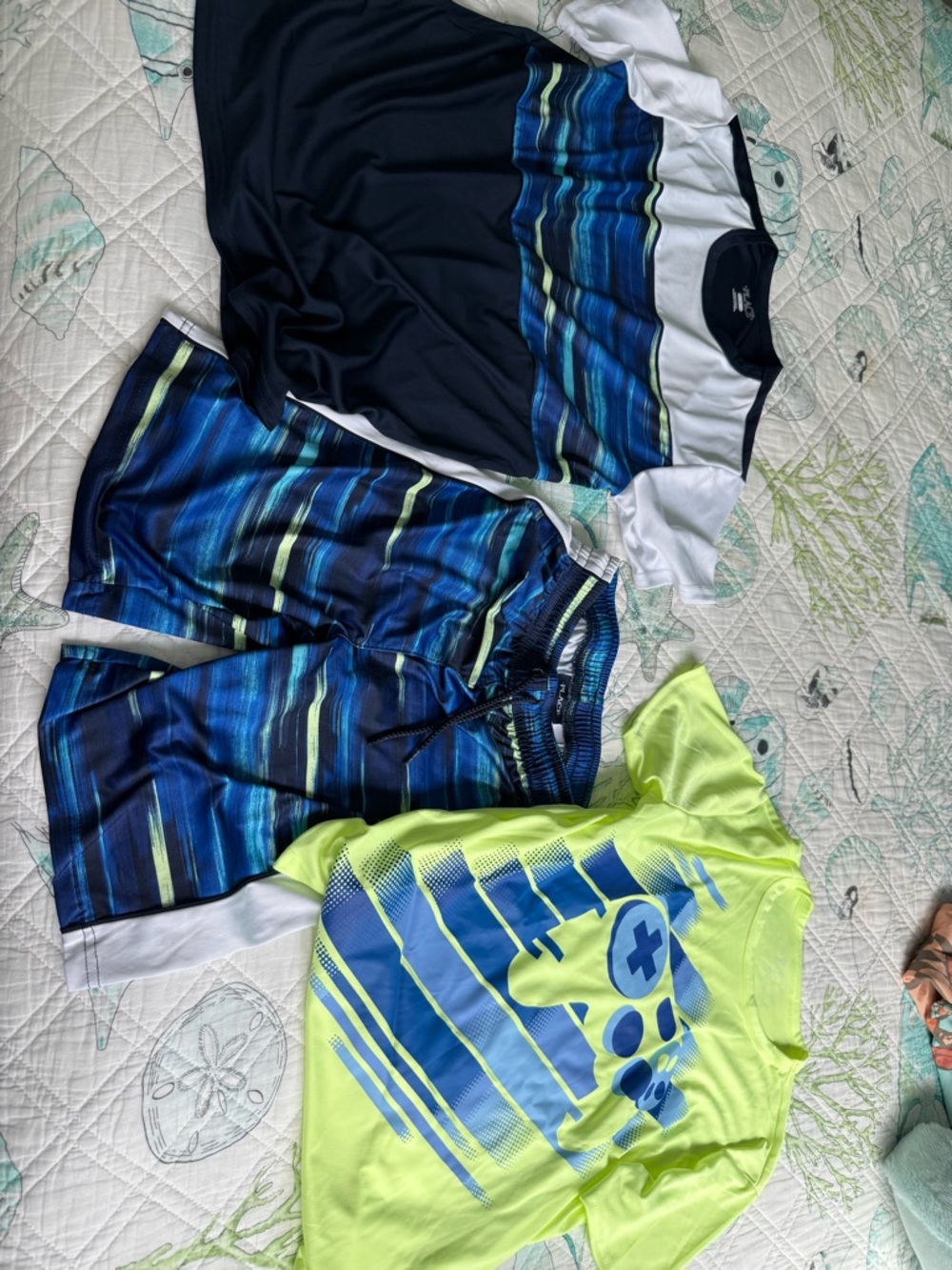 2 new size XL 14 Children’s Place Active Tees and 1 size L10-12 shorts